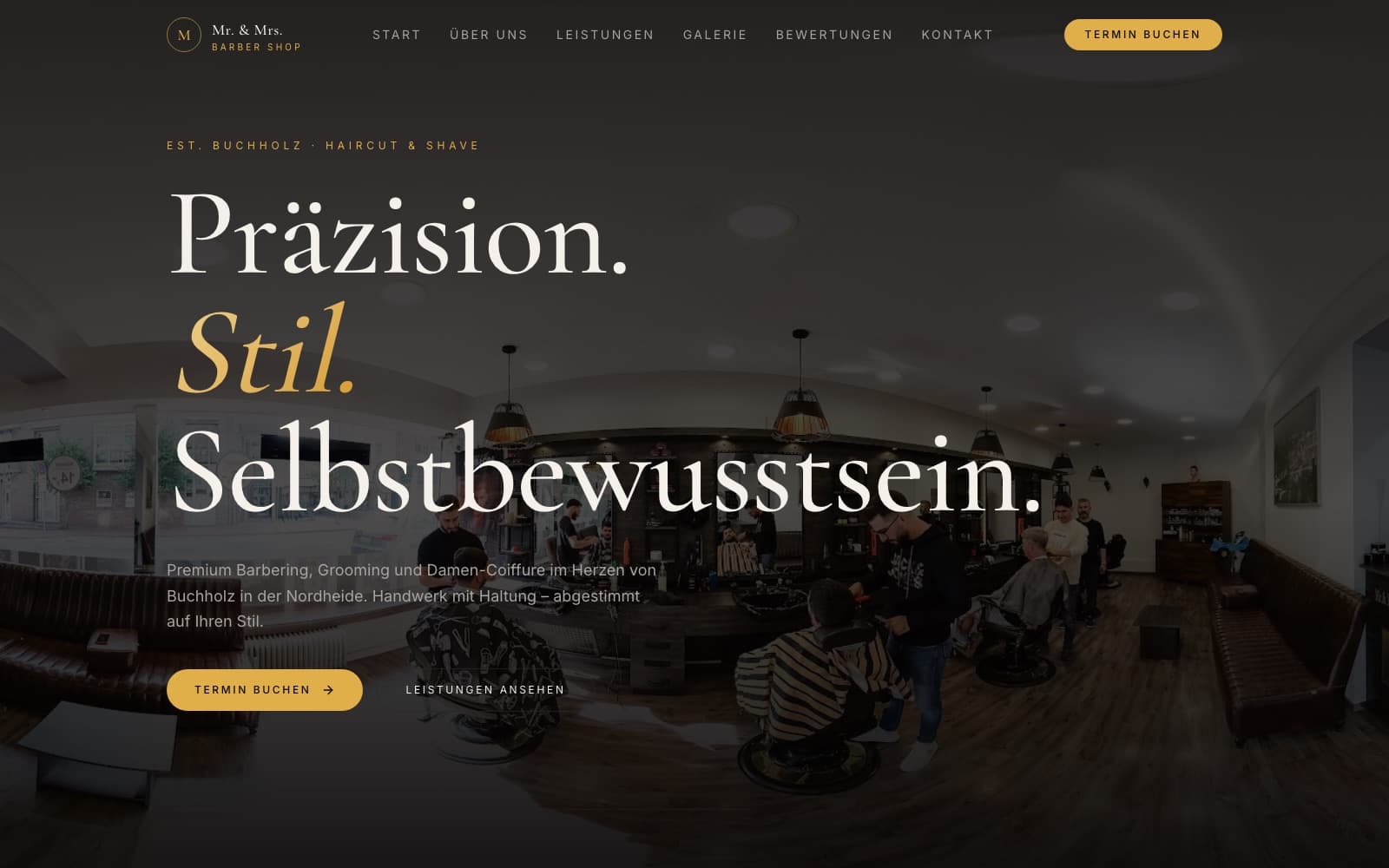 Homepage of the Mr. & Mrs. Barber Shop website