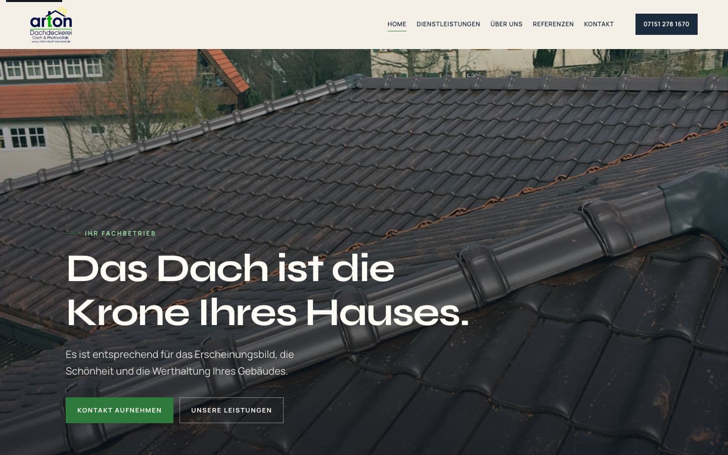 Website-Motiv der Arton Dachdeckerei