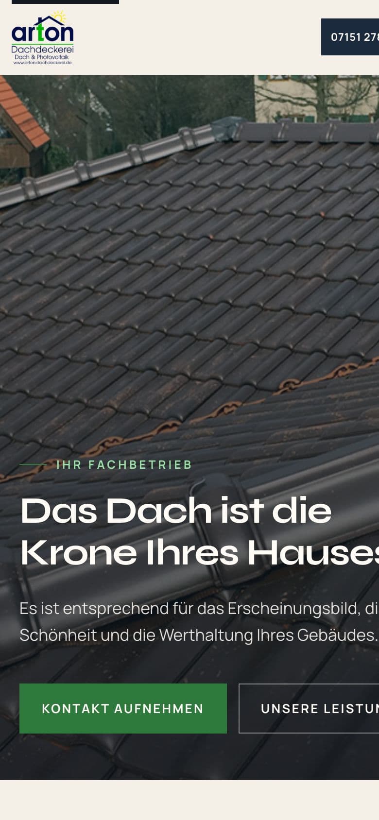 Website visual for Arton Dachdeckerei