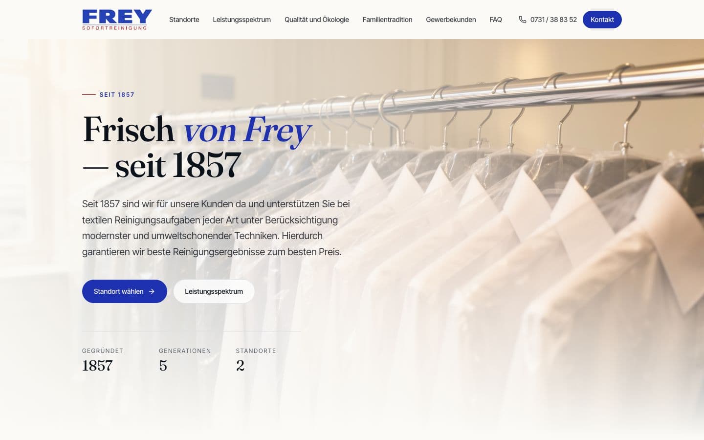 Website visual for Frey Sofortreinigung