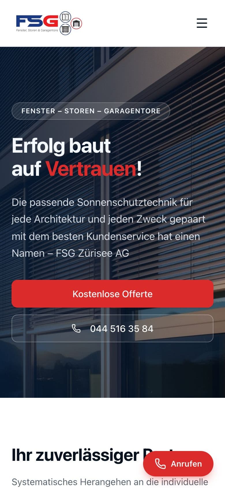 Website-Motiv für FSG Zürisee AG