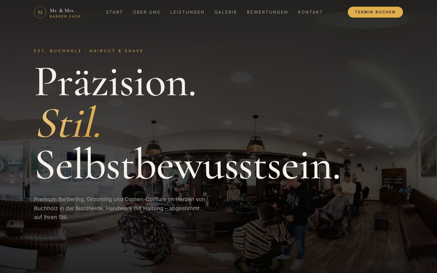 Startseite der Website von Mr. & Mrs. Barber Shop